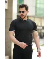 Erkek Bisiklet Yaka Ribanalı Kısa Kollu Tshirt