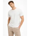 Erkek Bisiklet Yaka Tişört Regular Kalıp Basic Pamuklu Günlük Kullanım T-shirt - Beyaz