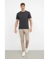 Erkek Bisiklet Yaka Tişört Regular Kalıp Basic Pamuklu Günlük Kullanım T-shirt - Füme