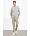 Erkek Bisiklet Yaka Tişört Regular Kalıp Basic Pamuklu Günlük Kullanım T-shirt - Gri
