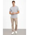 Erkek Bisiklet Yaka Tişört Regular Kalıp Basic Pamuklu Günlük Kullanım T-shirt - Gri