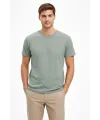Erkek Bisiklet Yaka Tişört Regular Kalıp Basic Pamuklu Günlük Kullanım T-shirt - Mint Yeşili
