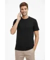 Erkek Bisiklet Yaka Tişört Regular Kalıp Basic Pamuklu Günlük Kullanım T-shirt - Siyah