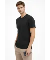 Erkek Bisiklet Yaka Tişört Regular Kalıp Basic Pamuklu Günlük Kullanım T-shirt - Siyah