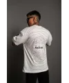 Erkek Bisiklet Yakalı Sırt Baskılı Oversize T-Shirt - Beyaz