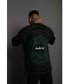 Erkek Bisiklet Yakalı Sırt Baskılı Oversize T-Shirt - Siyah