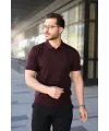 Erkek Çizgi Detaylı Yakalı Triko Tişört