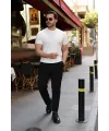 Erkek Çizgi Kabartmalı Kısa Kollu Triko Tişört