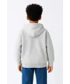 Erkek Çocuk Kapüşonlu Kanguru Cepli Tam Fermuarlı Hırka SweatShirt - Gri
