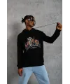 Erkek DANKES Baskılı Kapüşonlu Sweat - Siyah