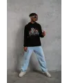Erkek DANKES Baskılı Kapüşonlu Sweat - Siyah