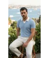 Erkek Desenli Kısa Kollu Triko Tişört - %100 Pamuk Akrilik