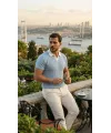 Erkek Desenli Kısa Kollu Triko Tişört - %100 Pamuk Akrilik