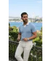 Erkek Desenli Kısa Kollu Triko Tişört - %100 Pamuk Akrilik