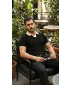 Erkek Desenli Kısa Kollu Triko Tişört - %100 Pamuk Akrilik