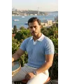 Erkek Desenli Kısa Kollu Triko Tişört - %100 Pamuk Akrilik