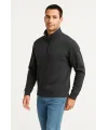 Erkek Dik Yaka Sweatshirt Dik Yaka Yarım Fermuarlı 3 İplik Şardonlu Pamuk Kumaş - Antrasit