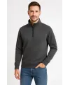 Erkek Dik Yaka Sweatshirt Dik Yaka Yarım Fermuarlı 3 İplik Şardonlu Pamuk Kumaş - Antrasit