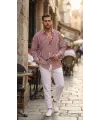 Erkek Dikey Çizgili Yarım Oversize Gömlek