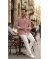 Erkek Dikey Çizgili Yarım Oversize Gömlek