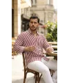 Erkek Dikey Çizgili Yarım Oversize Gömlek