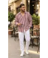 Erkek Dikey Çizgili Yarım Oversize Gömlek