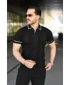 Erkek Dokulu Desen Yakalı Kısa Kollu Tişört