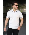 Erkek Dokulu Desen Yakalı Kısa Kollu Tişört
