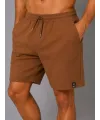Erkek Dokuma Kumaş Cepli Bağcıklı Regular Fit Yazlık Şort - Kahverengi