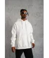 Erkek Düz Kapüşonlu Sweat - Beyaz
