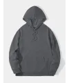 Erkek Düz Kapüşonlu Sweat - Füme