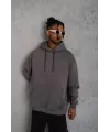 Erkek Düz Kapüşonlu Sweat - Gri
