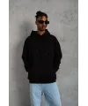 Erkek Düz Kapüşonlu Sweat - Siyah