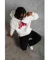Erkek Eldiven Baskılı Kapüşonlu Sweat - Beyaz