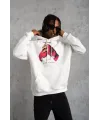 Erkek Eldiven Baskılı Kapüşonlu Sweat - Beyaz