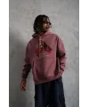 Erkek Eldiven Baskılı Kapüşonlu Sweat - Gül Kurusu