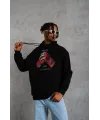 Erkek Eldiven Baskılı Kapüşonlu Sweat - Siyah