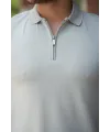 Erkek Fermuarlı Yaka Kısa Kollu Tişört