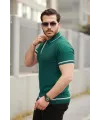 Erkek Fermuarlı Yakalı Kısa Kollu T-shirt