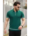 Erkek Fermuarlı Yakalı Kısa Kollu T-shirt
