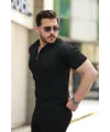 Erkek Fermuarlı Yakalı Kısa Kollu Tshirt