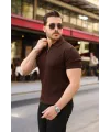 Erkek Fermuarlı Yakalı Kısa Kollu Tshirt