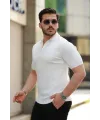 Erkek Fermuarlı Yakalı Kısa Kollu Tshirt