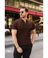 Erkek Fermuarlı Yakalı Kısa Kollu Tshirt