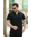 Erkek Fermuarlı Yakalı Kısa Kollu Tshirt