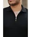 Erkek Fermuarlı Yakalı Kısa Kollu Tshirt
