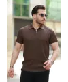 Erkek Fermuarlı Yakalı Kısa Kollu Tshirt