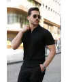 Erkek Fermuarlı Yakalı Kısa Kollu Tshirt