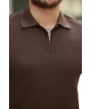 Erkek Fermuarlı Yakalı Kısa Kollu Tshirt