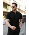 Erkek Fermuarlı Yakalı Kısa Kollu Tshirt